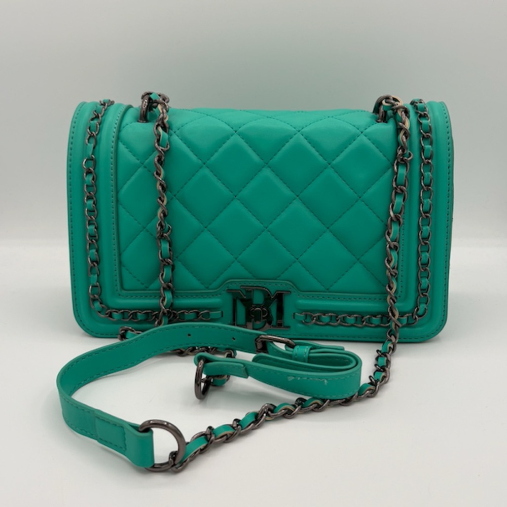 Badgley Mischka Mint Quilted Cross Body Purse With Chain  NWT